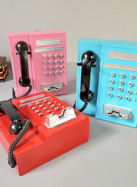 复古铁艺怀旧壁挂IC卡电话机模型工业风餐厅酒吧服装店墙饰壁挂件