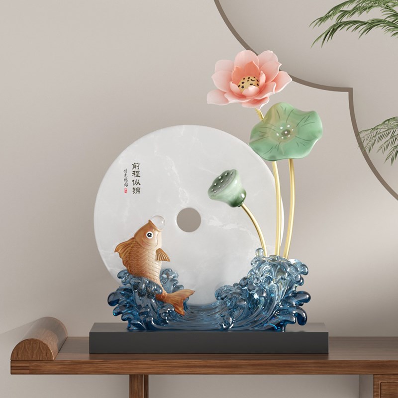年年有余摆件招财锦鲤工艺品高级感客厅酒柜博古架办公室软装饰品