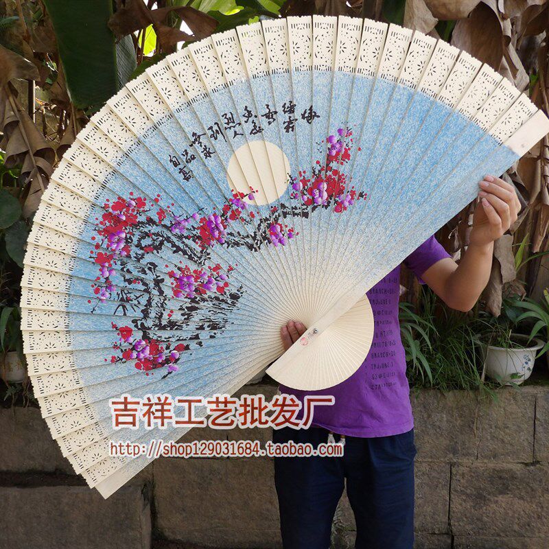 多尺寸大挂扇装饰扇大折扇工艺木扇子礼品扇酒店客厅扇子手绘梅花