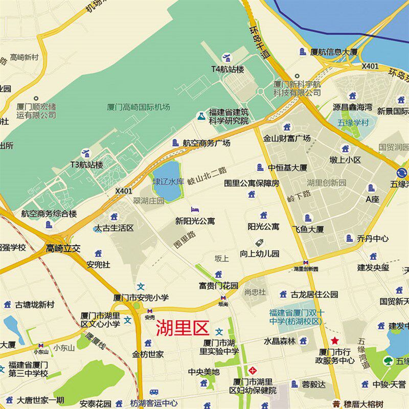 2026新款厦门市城区地图办公室挂图高清防水墙壁装饰实物推荐定制