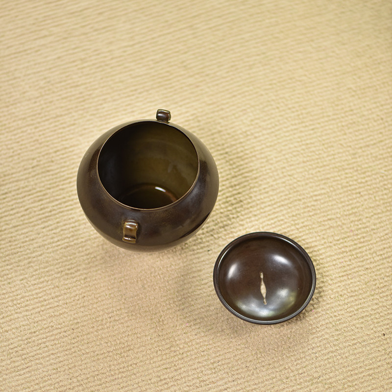 复古铜建水黄铜茶渣缸水盂带盖中式家用茶洗废水茶缸功夫茶具配件