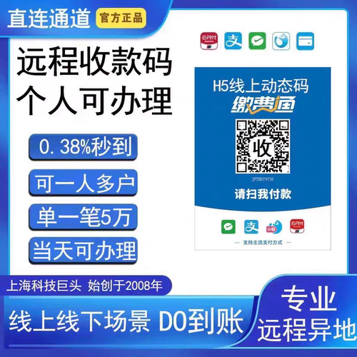 远程收款码线上异地收款码H5链接API网关接口直付通D0秒到防投诉
