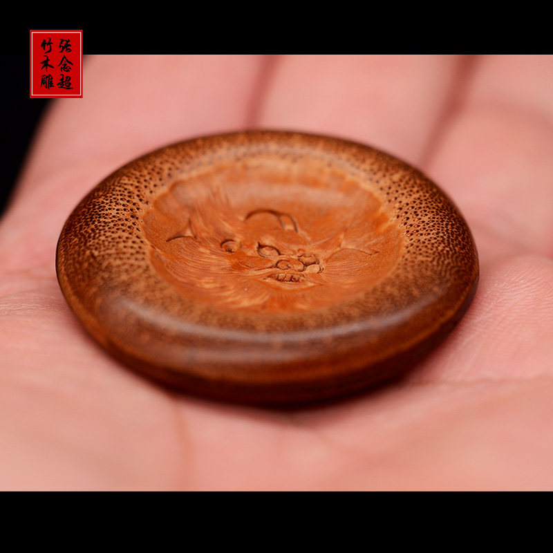 精选天然老竹雕钟馗腰牌手把件张念超本工竹簧雕刻驱邪浮雕挂件
