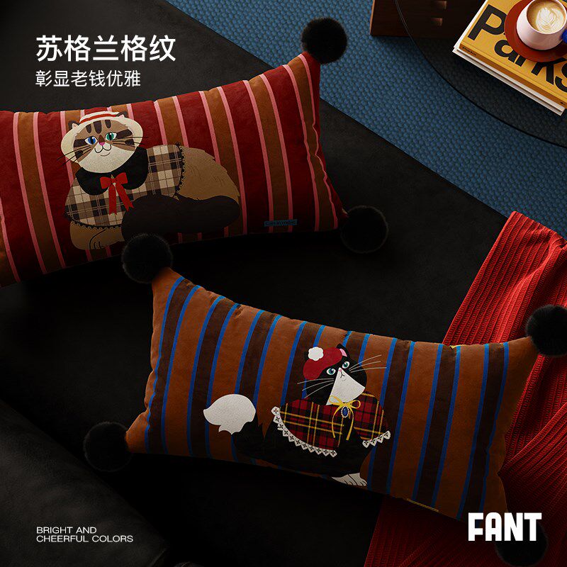 猫咪超模圣诞新年床上抱枕睡觉专用夹腿长条腰枕轻奢高级沙发靠垫