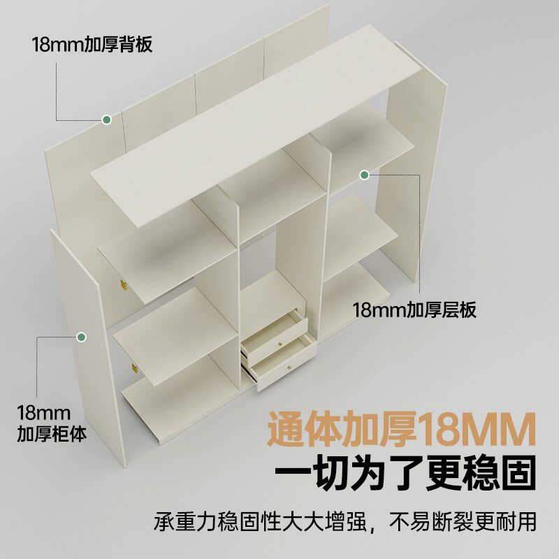 定制ENF级实木多层板奶油风一门到顶衣柜家用卧室欧松板收纳衣橱