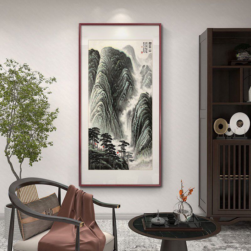 李可染 万山红遍 玄关山水画竖版办公室国画中式走廊挂画仿古名画