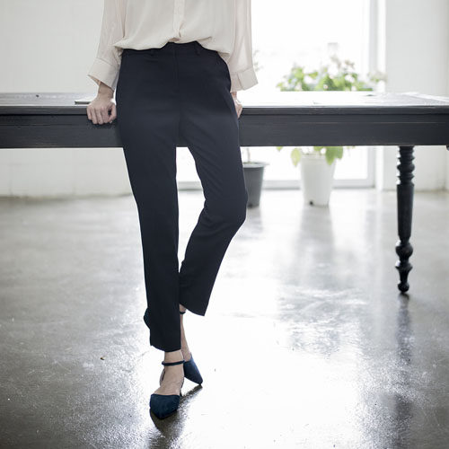 韩国小脚九分西装裤女春夏修身显瘦中高腰长裤宽松直筒烟管裤灰色