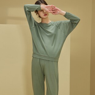 两件套装 宽松休闲家居服女可出门长袖 睡衣2021年新款 秋季 秋冬 长裤