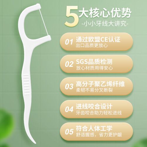 超细高分子细滑牙线棒一次性牙签牙线便携牙线盒牙线签6盒300支