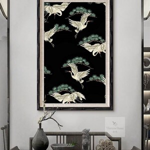 白鹤 新中式客厅玄关装饰画中古风茶室书房办公室壁画餐厅挂画