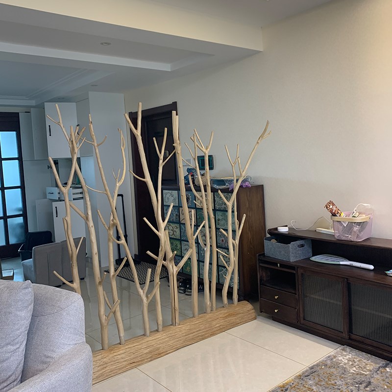 研木社树枝隔断店铺橱窗陈列艺术客厅民宿茶室玄关屏风原木装饰架