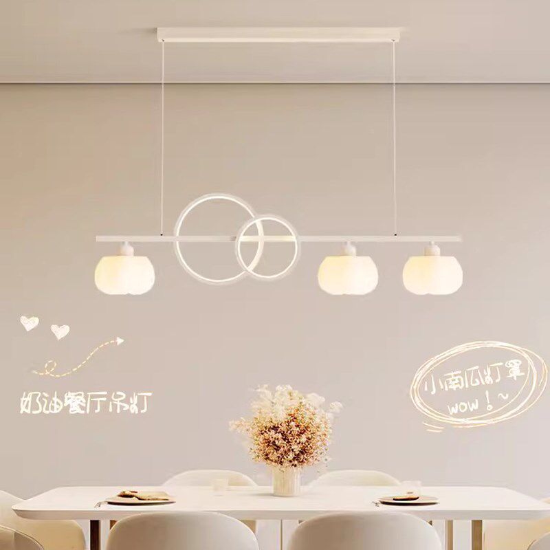 餐厅吊灯简约奶油风创意南瓜罩办公茶室吧台灯餐桌灯店面装饰灯具