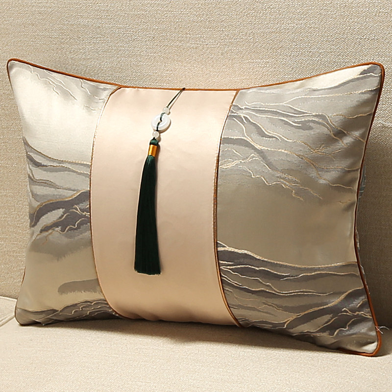 夏季新中式腰枕靠垫沙发客厅轻奢靠枕腰枕长方形靠背垫套含芯定制