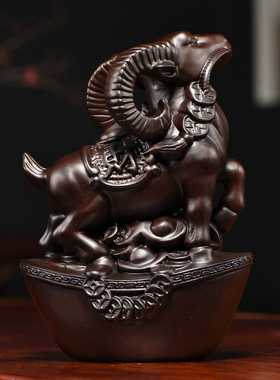 黑檀木雕羊摆件实木新中式十二生肖全套家居客厅办公装饰工艺礼品