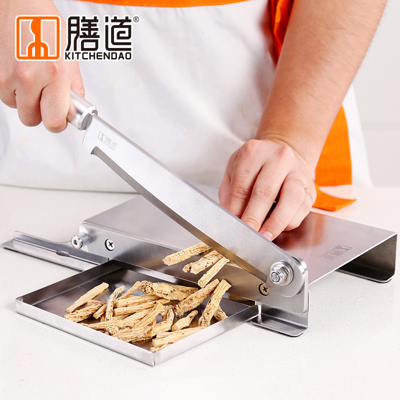 膳道牛肉干鸡爪鸭脖闸刀切人参灵芝鹿茸中药材铡刀小型家用切片机