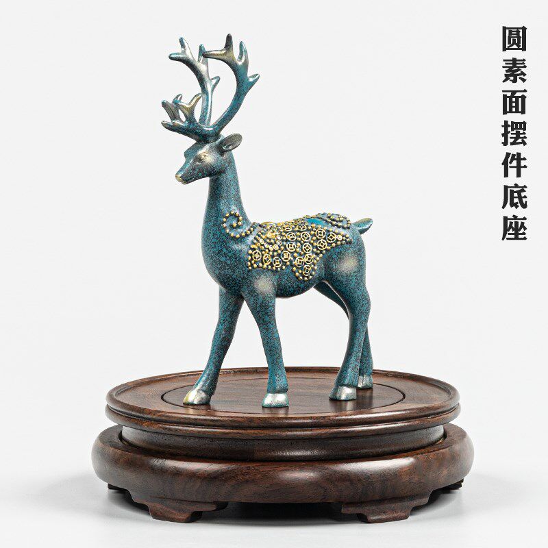 黑檀木可旋转花瓶底座圆形佛像盆栽石头酒瓶葫芦工艺品摆件木托架