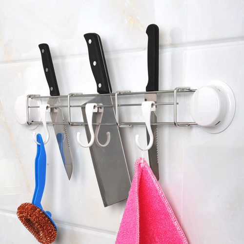 嘉宝强力吸盘刀架 厨房免钉不锈钢多功能挂件刀架挂架收纳架 挂钩