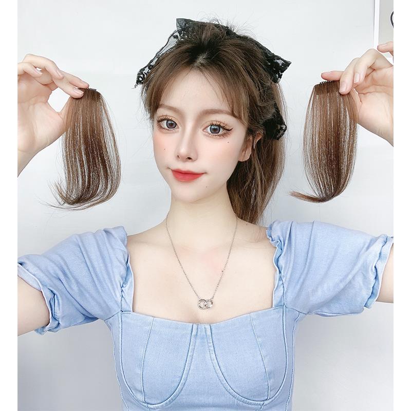 八字刘海假发女前额自然无痕贴片两边蓬松法式中分刘海真发假发片