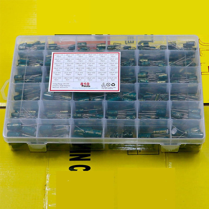 36种810个铝电解电容器1uF~1500uF混装包直插高频电容10V~63V盒装