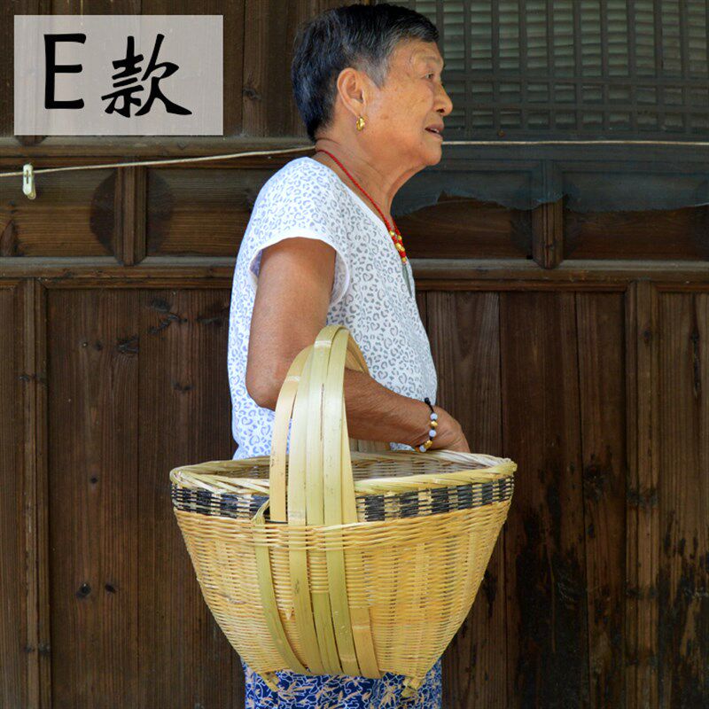 包邮手工竹编竹篮收纳筐竹篓竹制品茶叶采摘篮手提菜篮子绿色环保