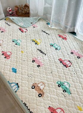 秋冬婴儿加厚双面绒棉床单 螺旋纹两面可用 幼儿园用夹棉褥垫