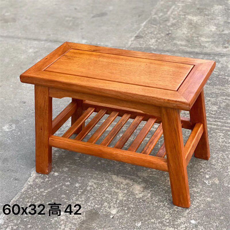 中式实木长条换鞋凳 家用入户放鞋穿鞋矮凳 菠萝格木简约长方凳子