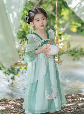 水宫仙子汉服女童夏季暑期古装公主新中式国潮古风儿童唐风连衣裙