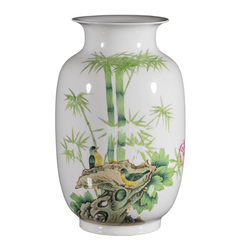 旭景景德镇陶瓷花瓶客厅插花瓷瓶竹子酒柜博古架装饰薄胎瓷器摆件