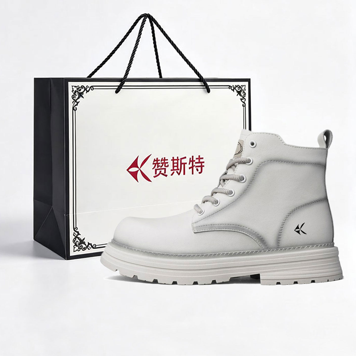 赞斯特秋冬真皮高帮工装马丁靴