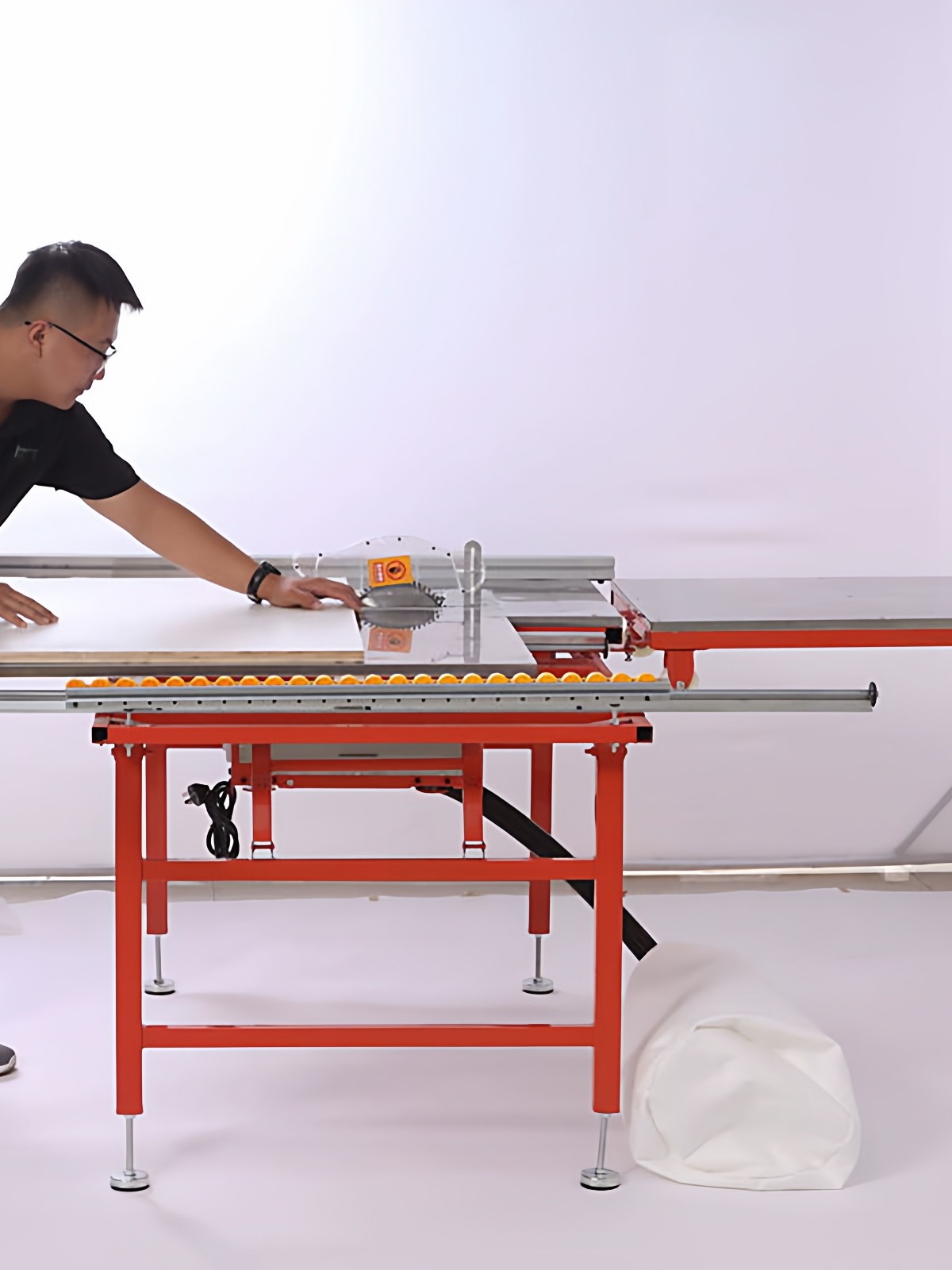 不锈钢推台锯无尘子母锯双隐形导轨折叠推拉木工工作台机械多功能