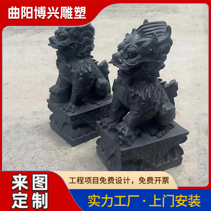 石雕麒麟青石厂家销售现货石材雕刻小动物摆件大理石麒麟雕塑图片