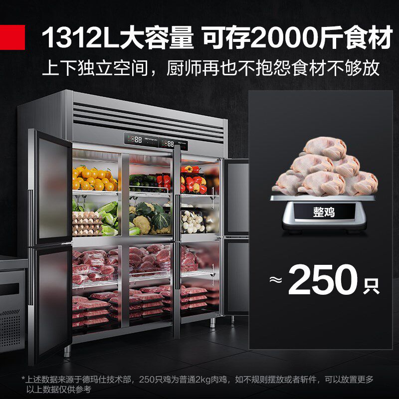 商用冰柜单位食堂立式冷藏冷冻厨房冰箱六门食材保鲜柜餐饮店冷柜