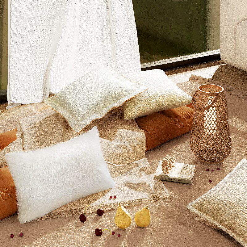侘寂奶油风组合抱枕复古风浅咖色靠垫家用民宿客厅棕色多件套抱枕