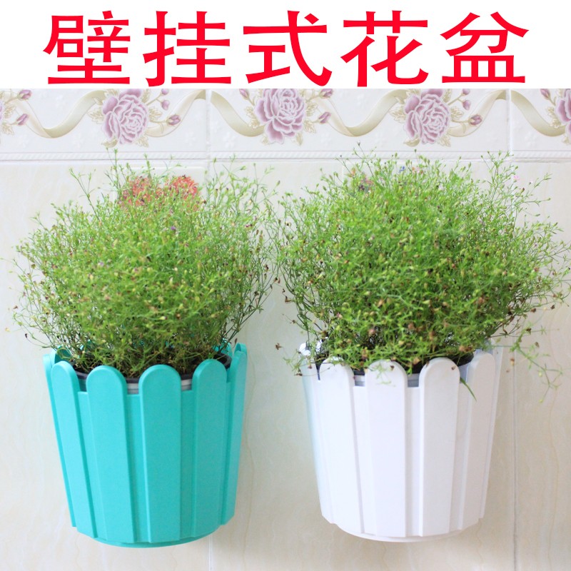 壁挂栅栏圆花盆挂墙上墙壁吊篮种绿萝吊兰悬挂式挂墙花盆挂壁花盆