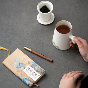 记今朝《国潮文创》陶瓷水杯茶水分离泡茶杯家用办公高档个人专用
