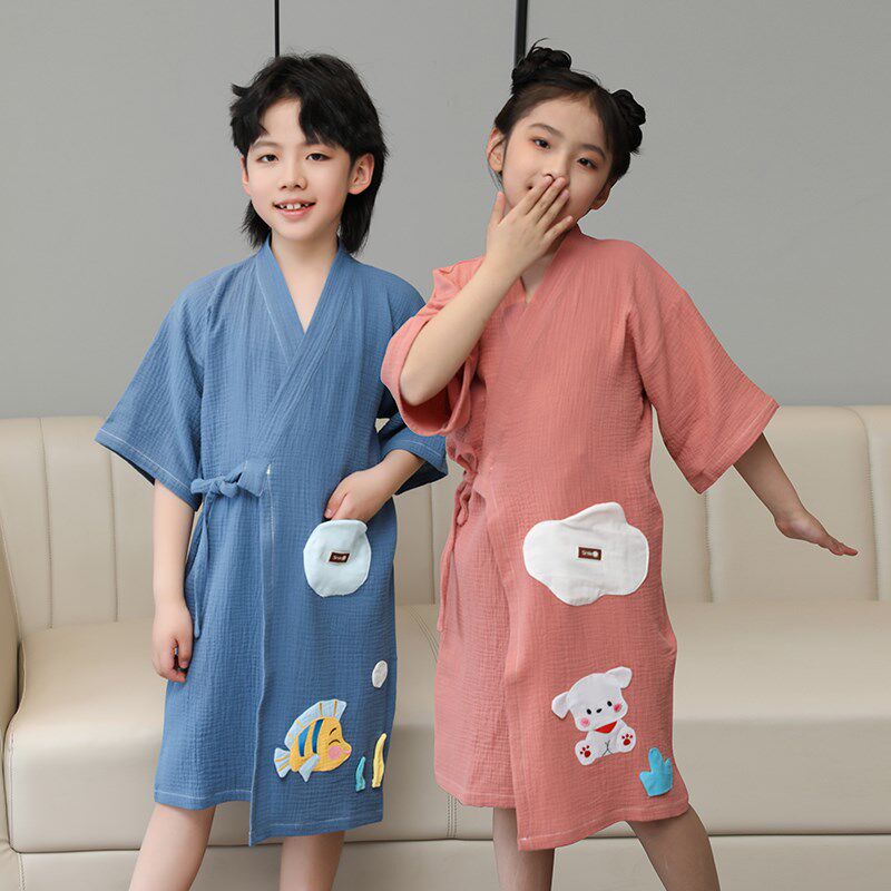 儿童浴巾斗篷可穿浴袍纯棉纱布吸水夏季亲子中大童成人游泳家居服