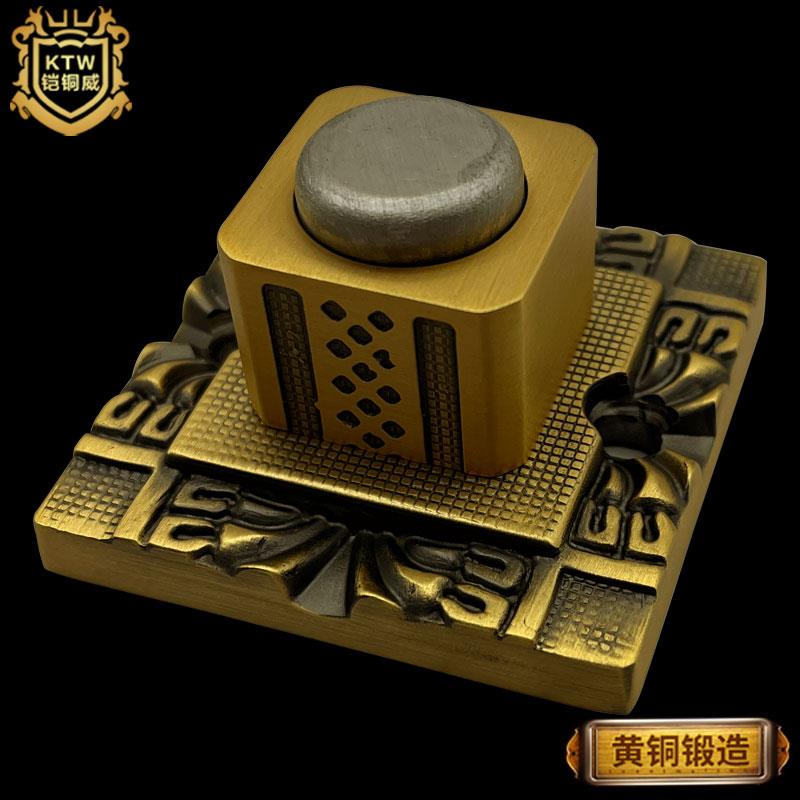 铠铜威 欧式黄铜门吸强磁 青古铜仿古地吸 加厚大门铜墙吸门碰