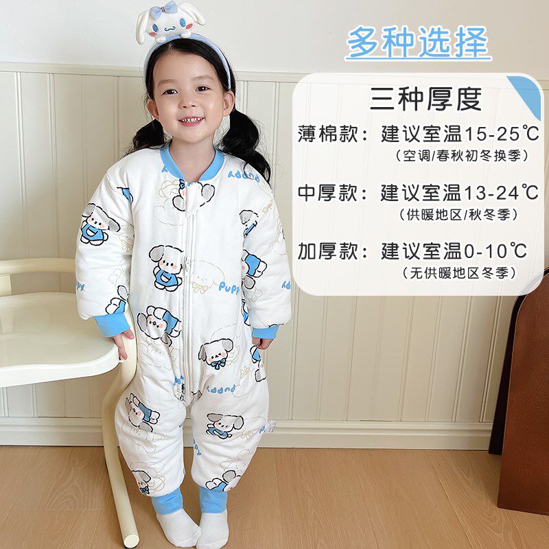 睡袋儿童秋冬款加厚夹棉冬季加棉婴儿防踢被神器宝宝连体睡衣冬天