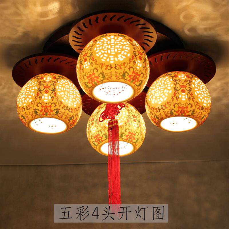 中式吸顶灯具led古典陶瓷客厅卧室餐厅书房茶室茶楼包间圆吸顶灯
