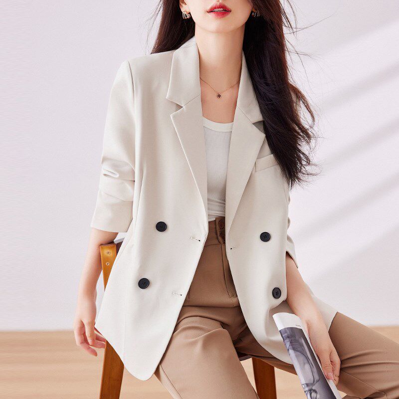 小西装外套女2025年秋装新款休闲宽松气质垂感小个子女士西服上衣