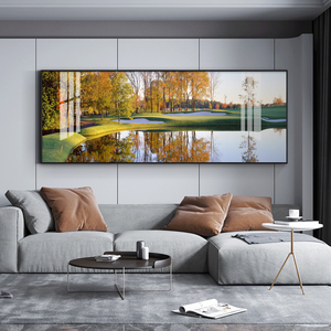 新中式卧室装饰画客厅沙发背景墙床头挂画胡杨风景横版晶瓷壁画