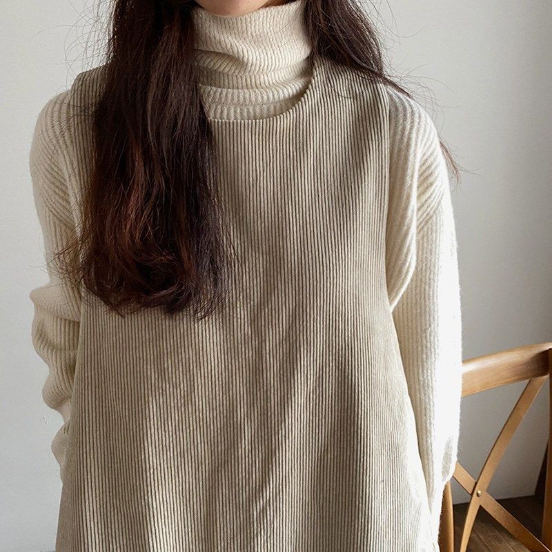 连衣裙2024新品韩国秋冬女装无袖灯芯绒背带裙宽松腰背心裙长裙子