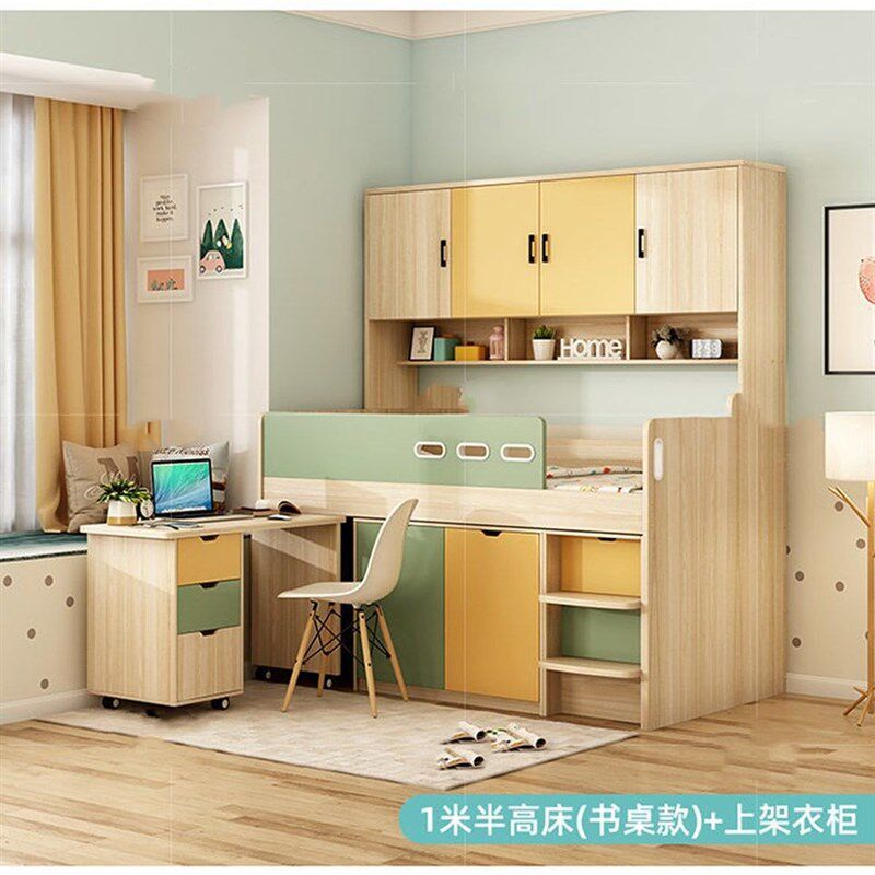 小户型儿童榻榻米多功能储物床男女孩学习书桌衣柜半高楼梯床定制
