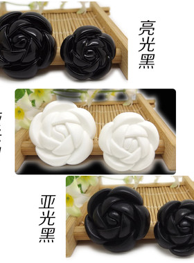 高档尼龙纽扣 呢大衣扣子 黑色白色女士毛衣外套开衫玫瑰花钮扣