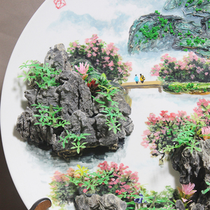 创意定制礼品工艺品摆件英石碟画新中式摆放别墅庭院客厅家居装饰