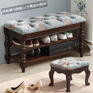 换鞋 柜鞋 架子门口可坐结实木凳子家用换鞋 长凳沙发收纳凳网红 凳鞋