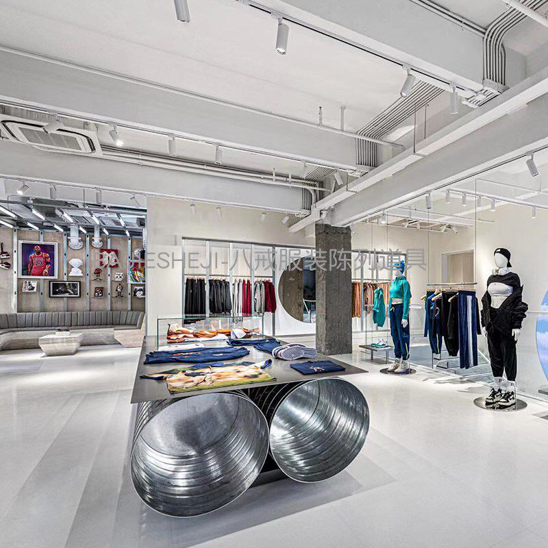 服装店流水台不锈钢落地式中岛摆台橱窗陈列架买手店设计款展示台