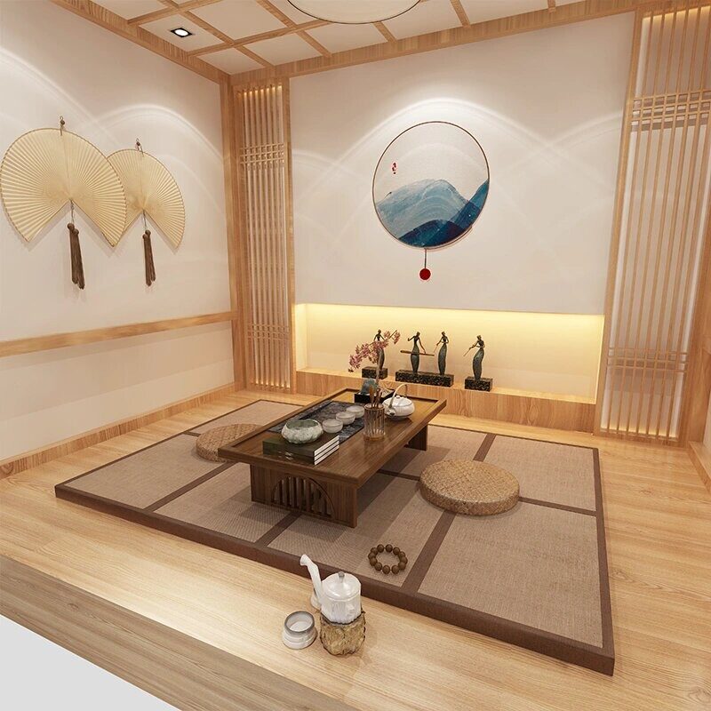 日式茶室地毯卧室客厅阳台榻榻米地垫夏季折叠垫子打地铺睡垫神器
