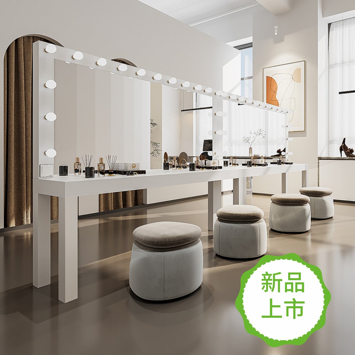 专业影楼婚纱店化妆台带灯彩妆学校工作室化妆桌简约美容院梳妆台