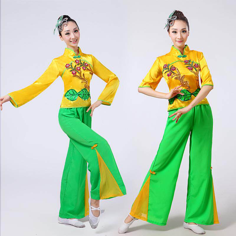 新款2017秧歌服演出服广场舞扇子舞民族舞蹈服装腰鼓服舞台装女夏